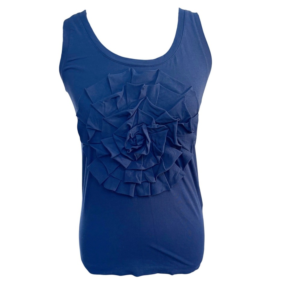 Kate Spade New York Preppy Coquette Navy 3D Rosette Applique Tank Top S